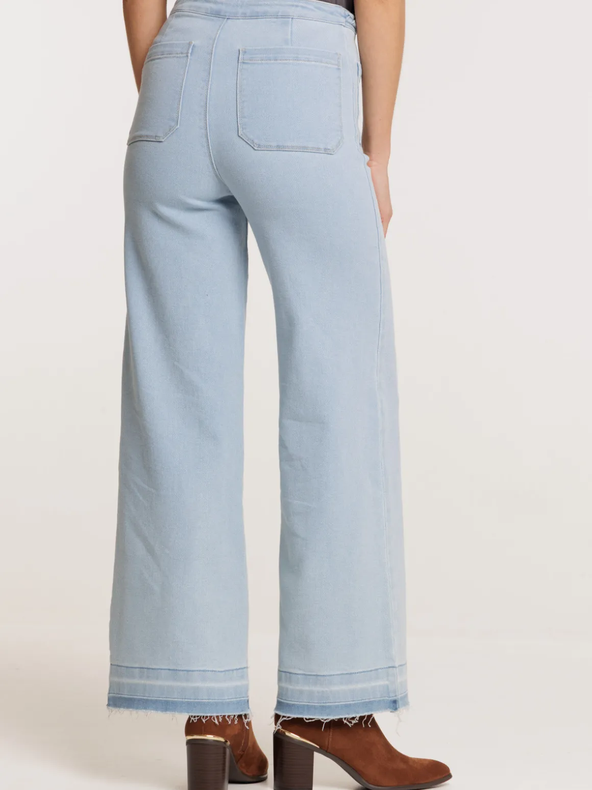 Jean wide leg détail tressé femme