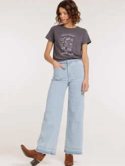 Jean wide leg détail tressé femme