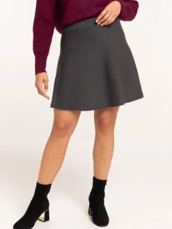 Jupe courte en maille asphalte femme