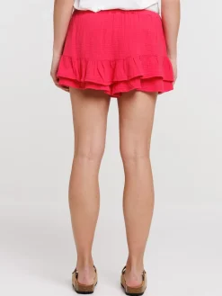 Jupe courte froufrou femme rose fiesta