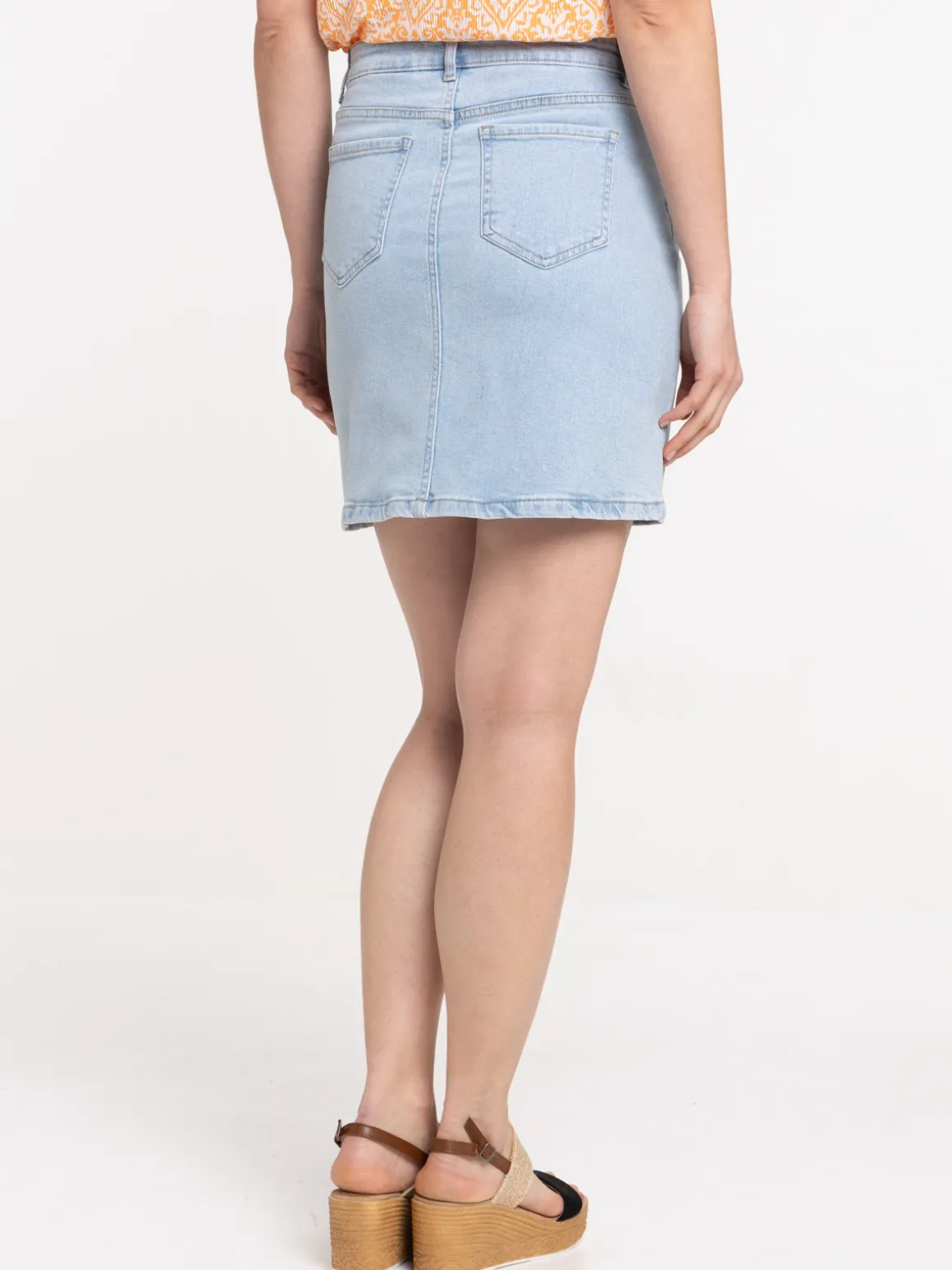 Jupe denim bleached femme