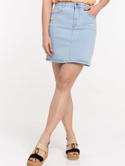 Jupe denim bleached femme