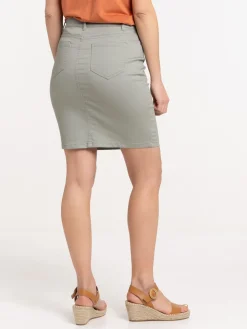 Jupe droite vert grisé femme
