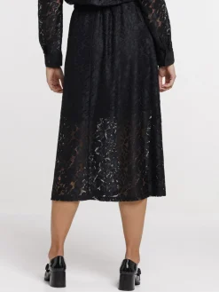 Jupe longue dentelle noire femme