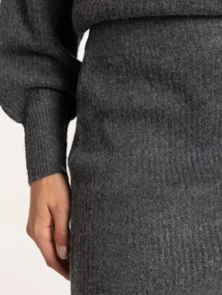 Jupe maille tricot gris anthracite femme