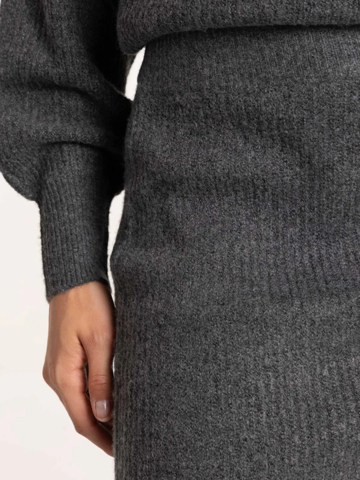 Jupe maille tricot gris anthracite femme