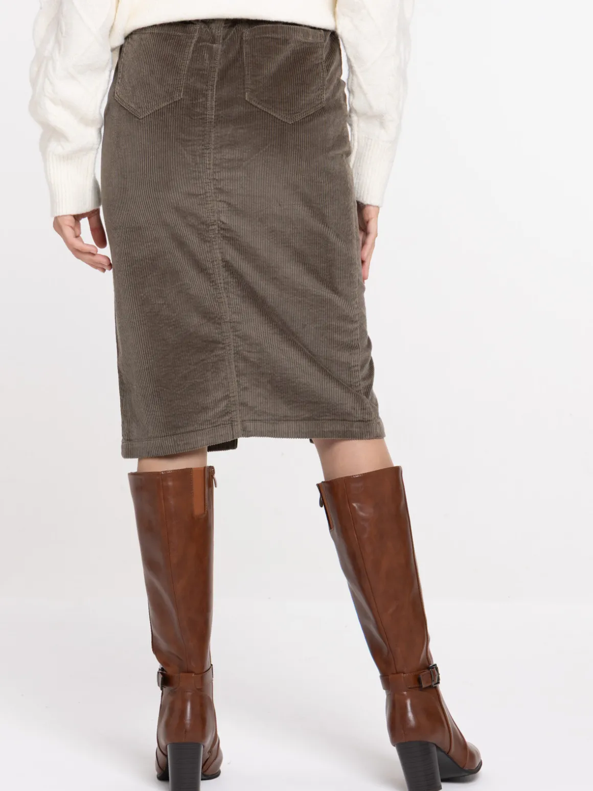 Jupe midi en velours femme