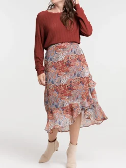 Jupe midi imprimée fleurie femme