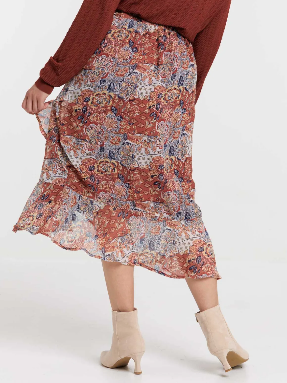 Jupe midi imprimée fleurie femme