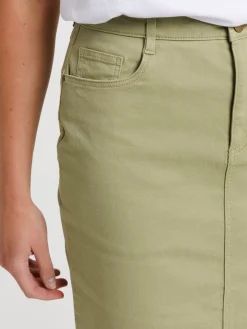 Jupe midi olive verte femme
