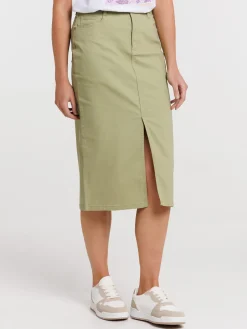Jupe midi olive verte femme