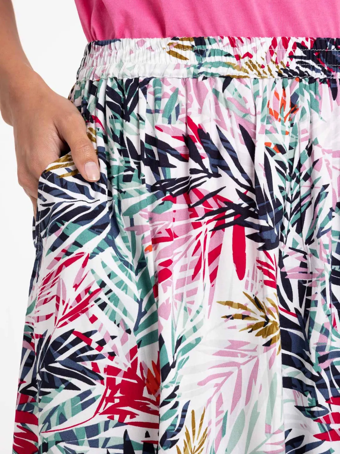 Jupe motif feuillage femme