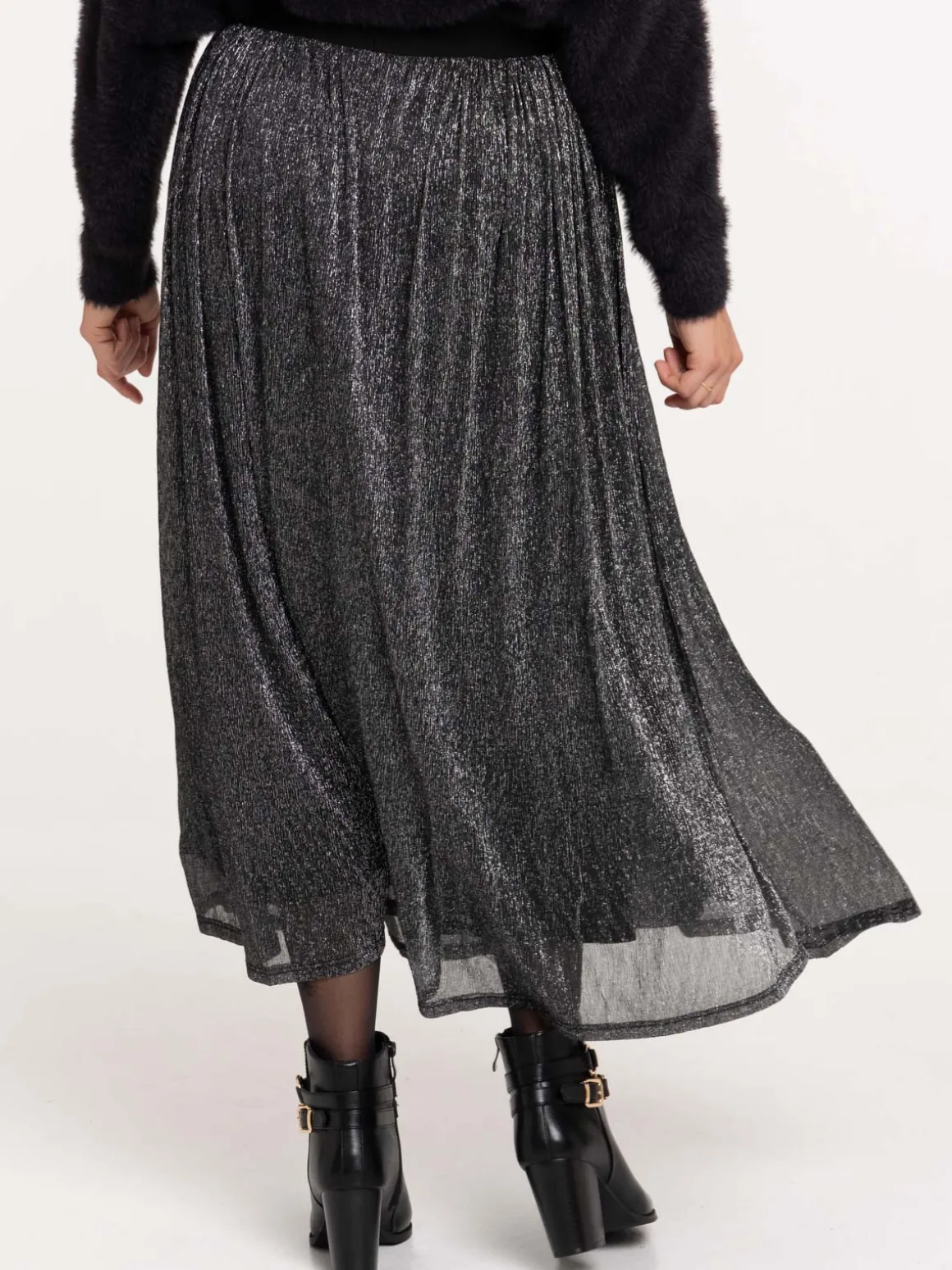 Jupe plissée noire femme