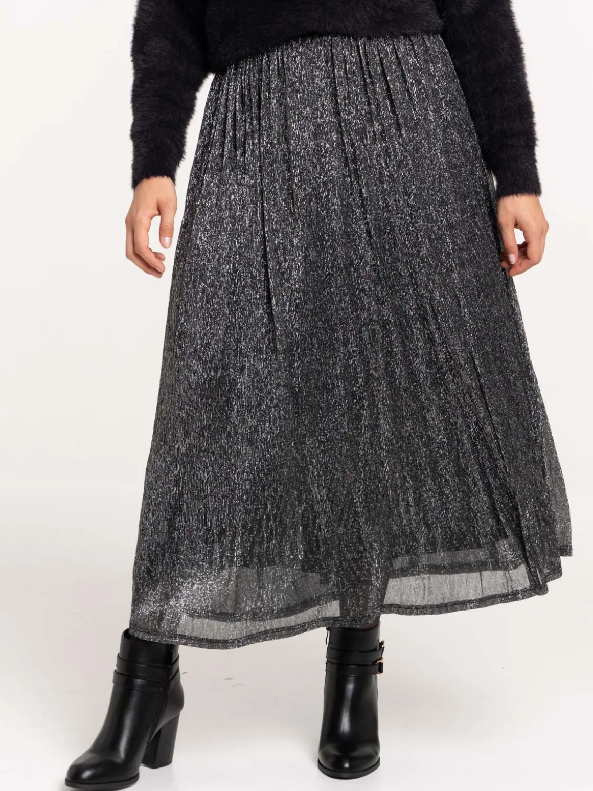 Jupe plissée noire femme