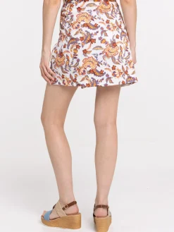 Jupe short imprimée coral femme
