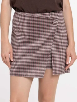 Jupe short pied-de-poule femme