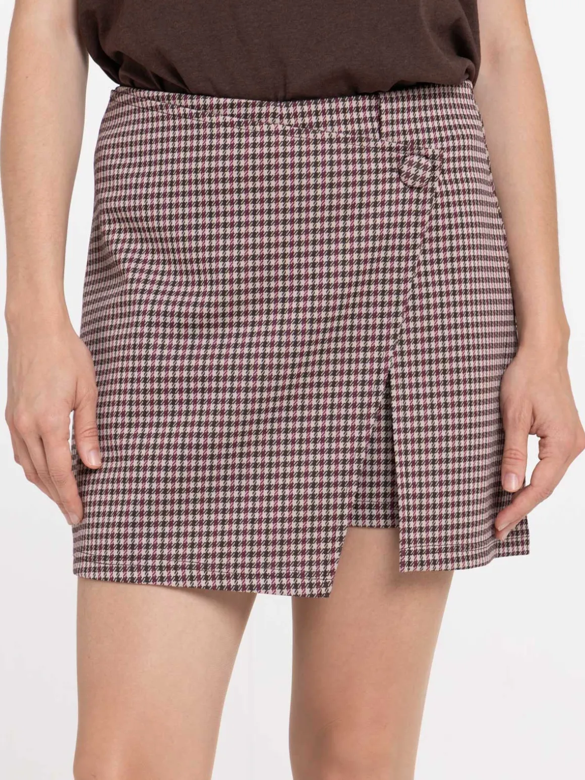 Jupe short pied-de-poule femme
