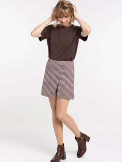 Jupe short pied-de-poule femme