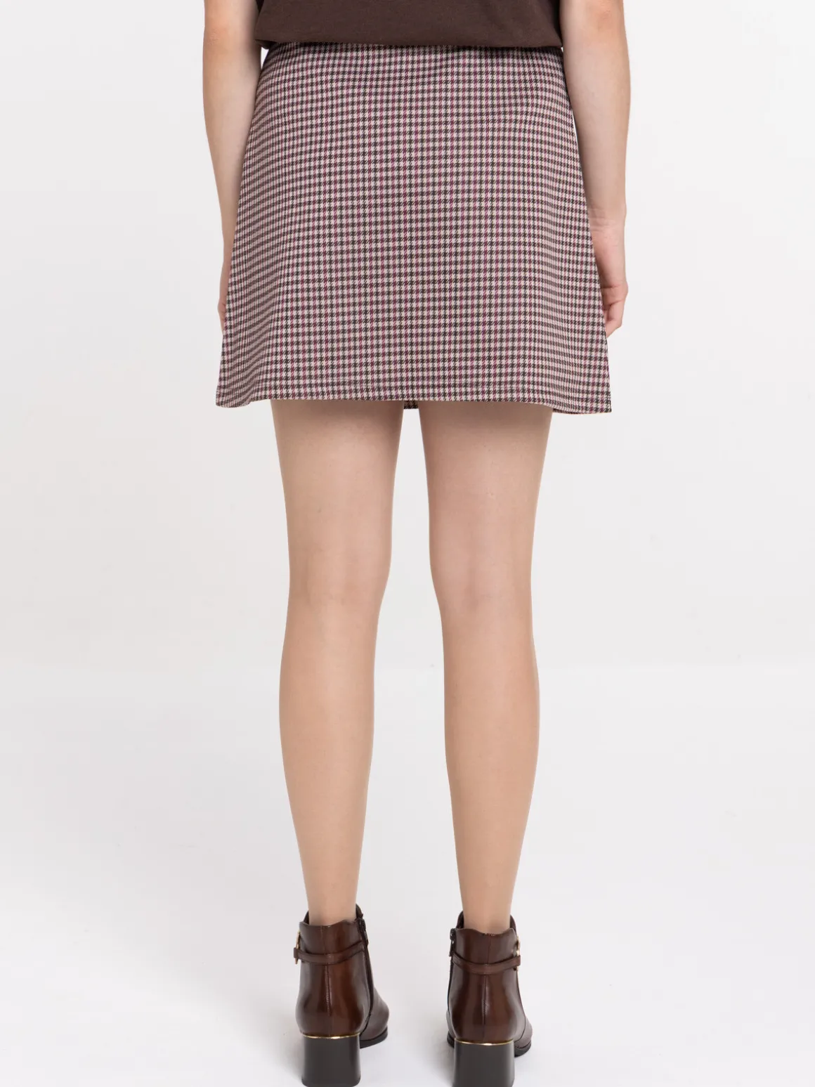 Jupe short pied-de-poule femme
