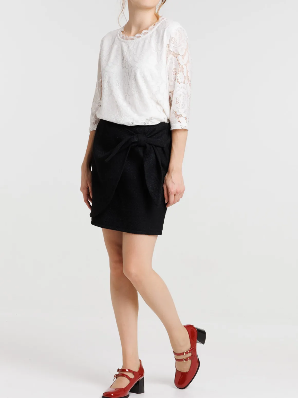 Jupe tweed noire femme