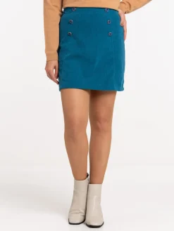 Jupe velours bleu paon femme