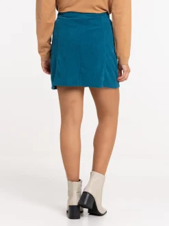 Jupe velours bleu paon femme