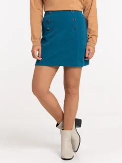 Jupe velours bleu paon femme