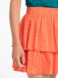 Jupe volantée broderie anglaise femme