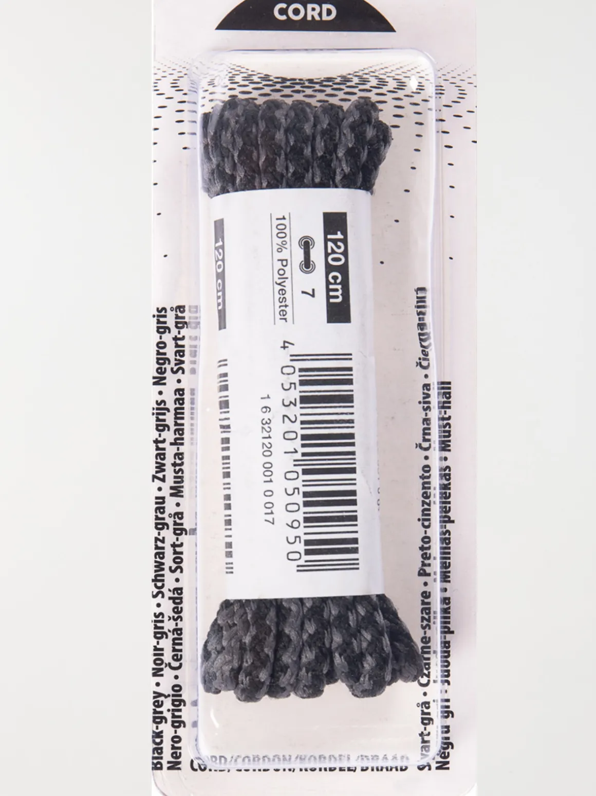 Lacets cordons noir et gris 120 cm