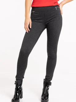 Legging jacquard pied-de-poule femme