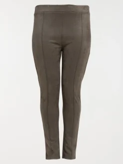 Legging kaki suédine grande taille femme