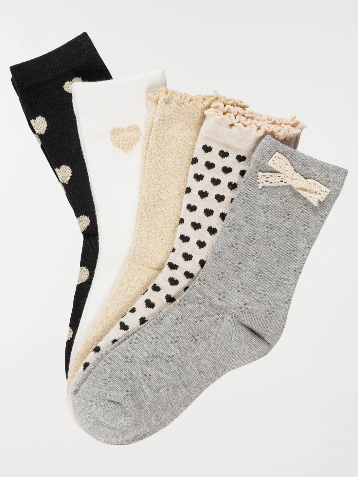 Lot 5 paires chaussettes coeurs filles