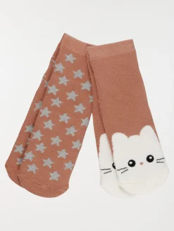 Lot 2 paires chaussettes chat enfant