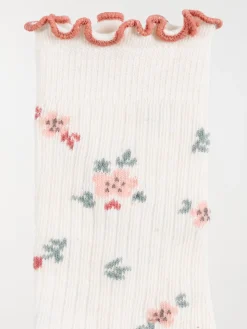 Lot 5 paires chaussettes fleurs filles