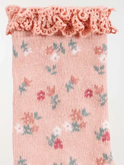 Lot 5 paires chaussettes fleurs filles