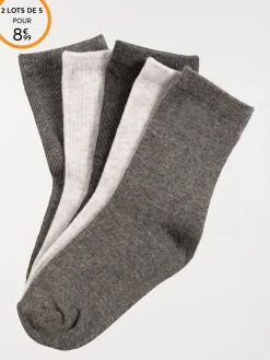 Lot 5 paires chaussettes grises enfant