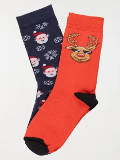 Lot 2 paires chaussettes noël enfant