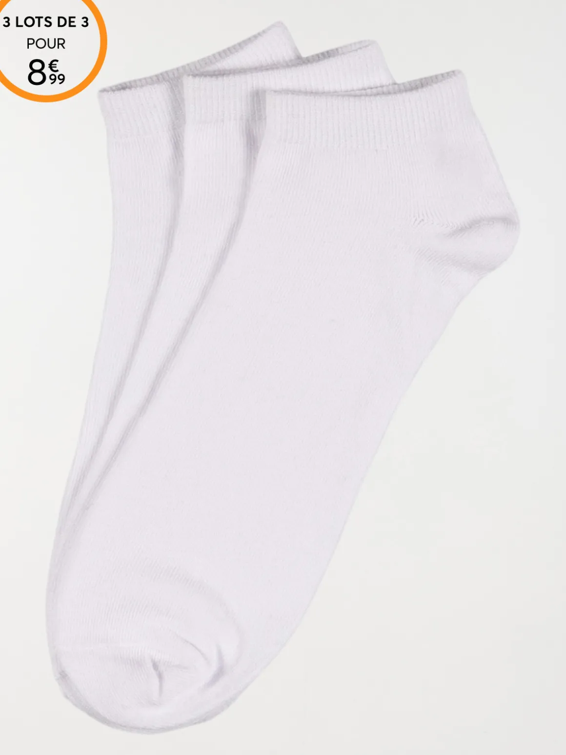 Lot 3 paires socquettes blanches homme