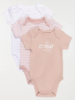Lot de 3 bodies coeur fille (3-24M)