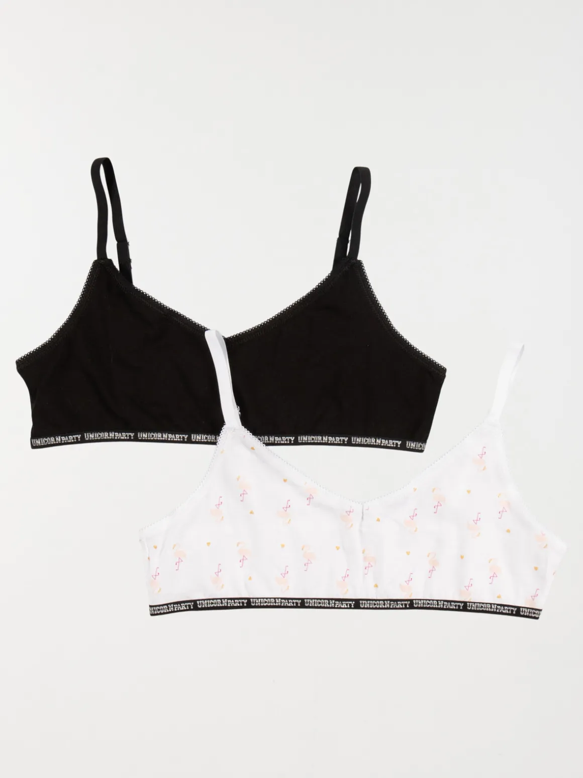 Lot de 2 brassières flamant rose fille