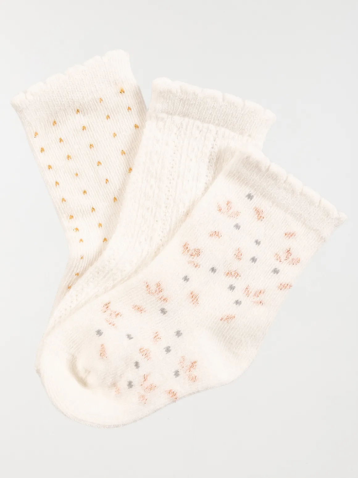 Lot de 3 chaussettes bébé fille écru