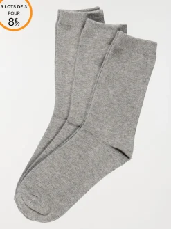 Lot de 3 chaussettes gris clair femme