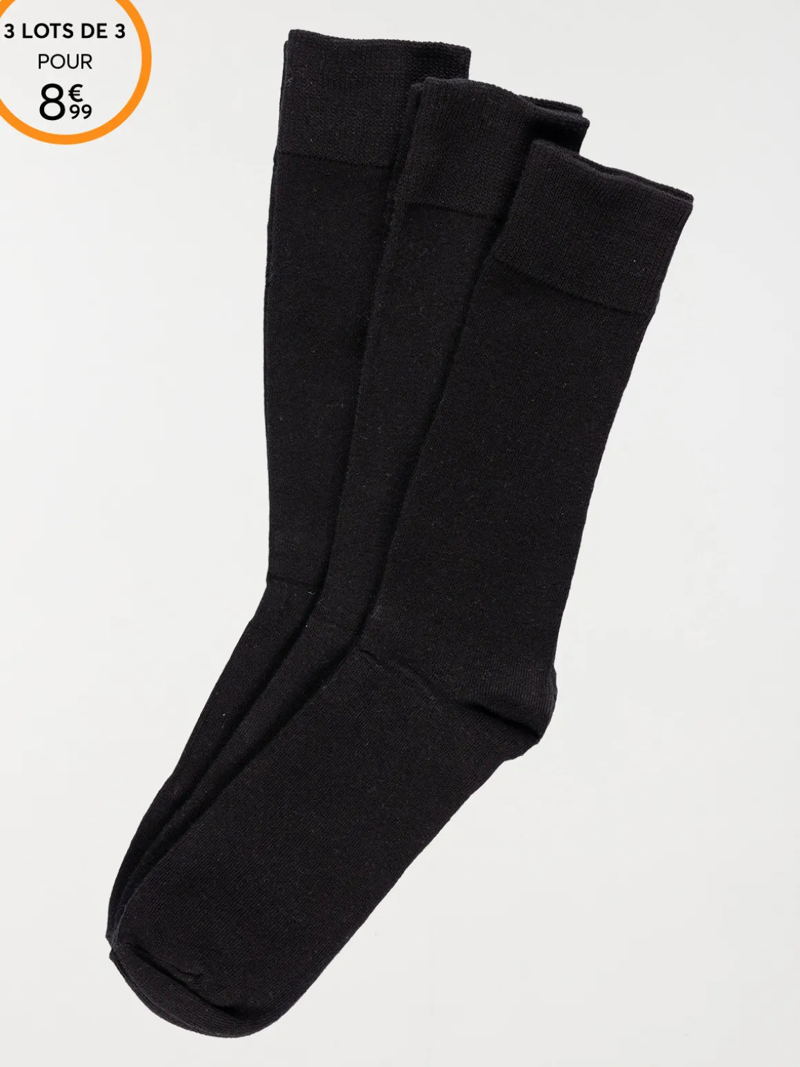 Lot de 3 chaussettes homme unies noires