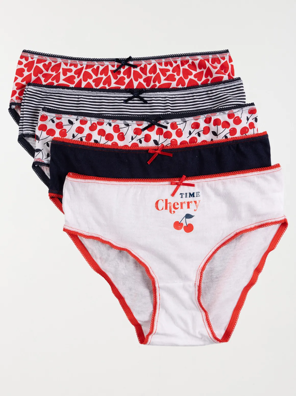 Lot de 5 culottes cerises fille