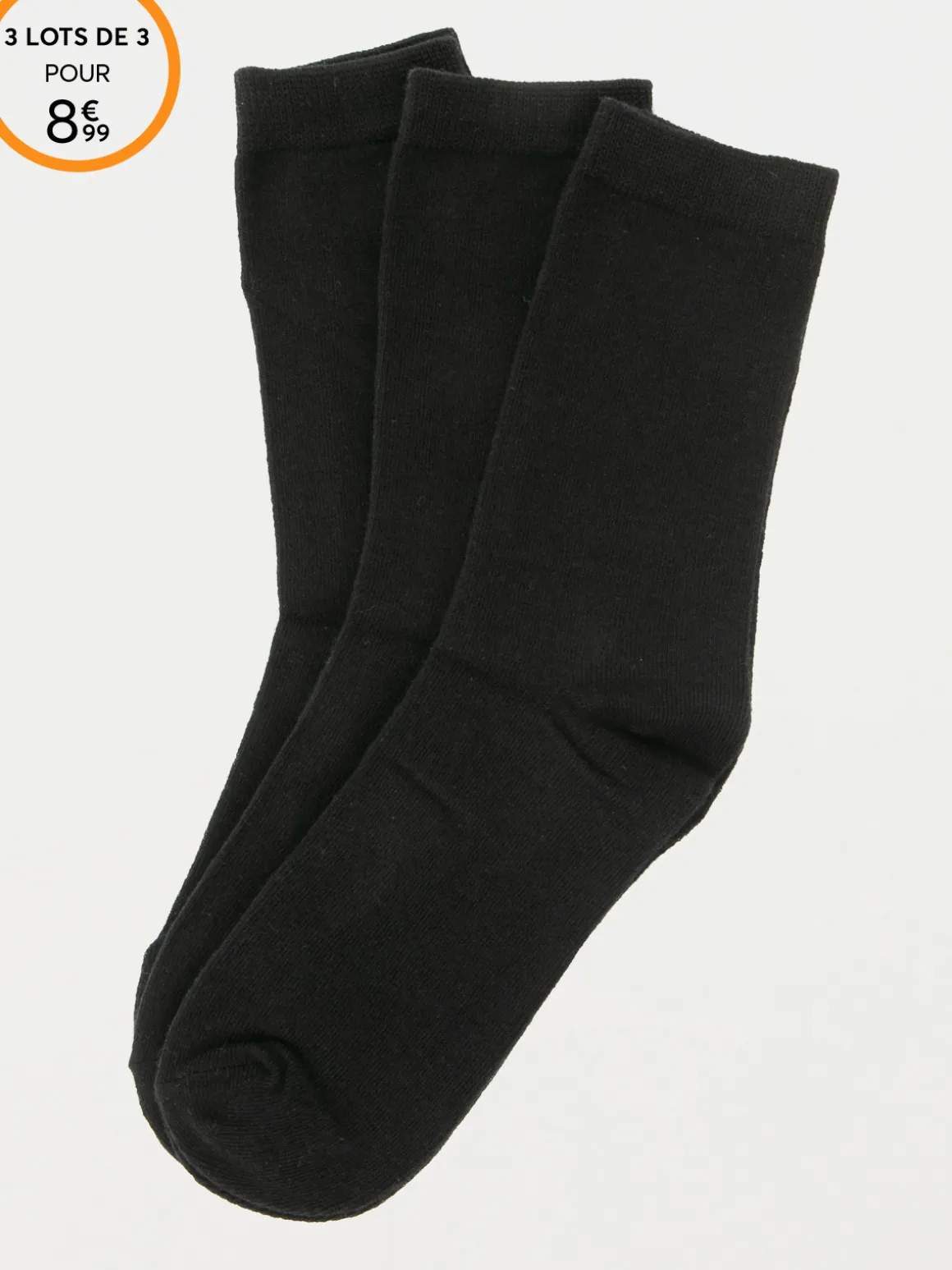 Lot de 3 paires chaussettes noires femme