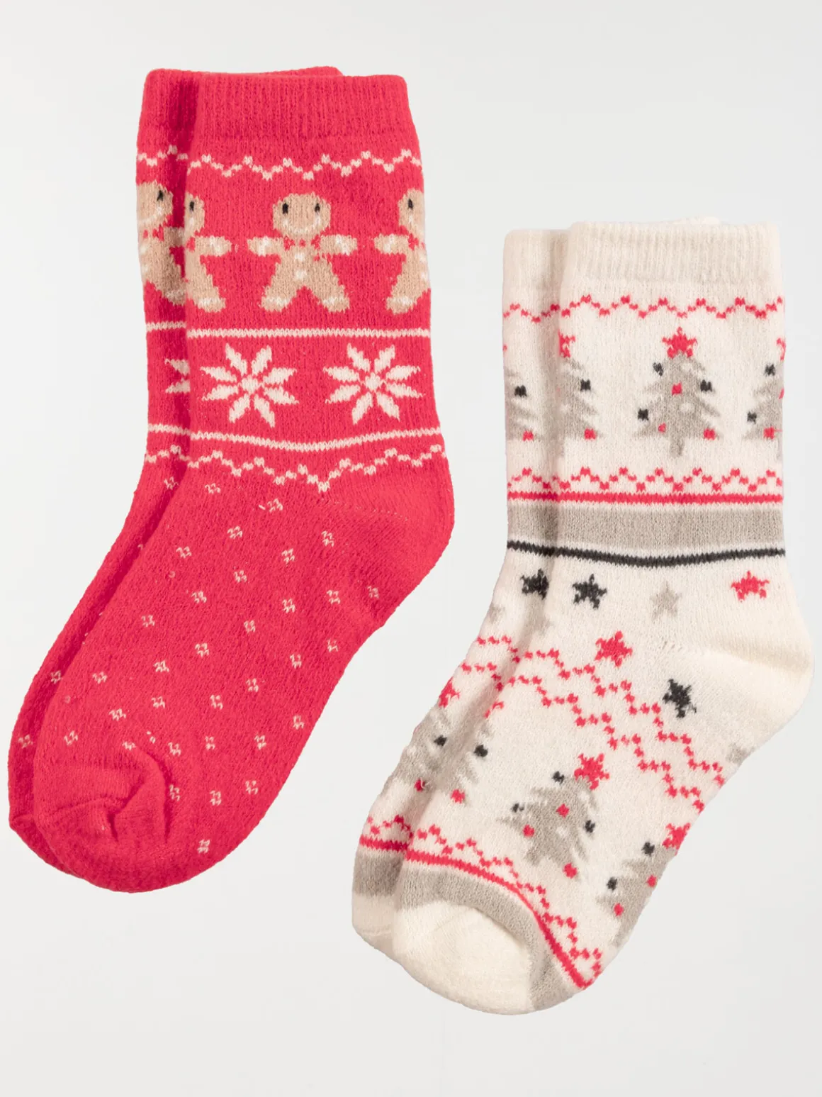 Lot de 2 paires chaussettes noël femme