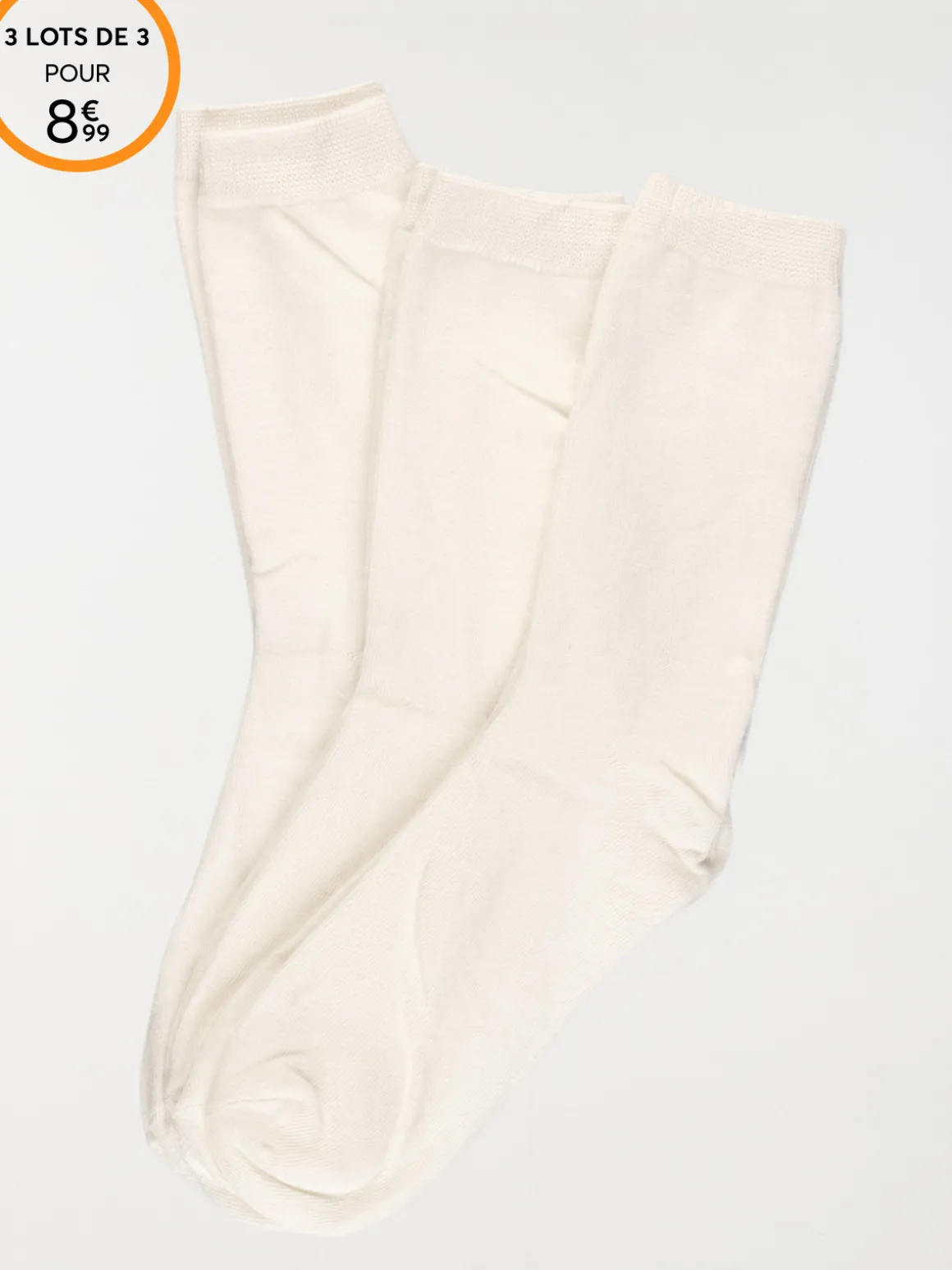 Lot de 3 paires chaussettes unies femme