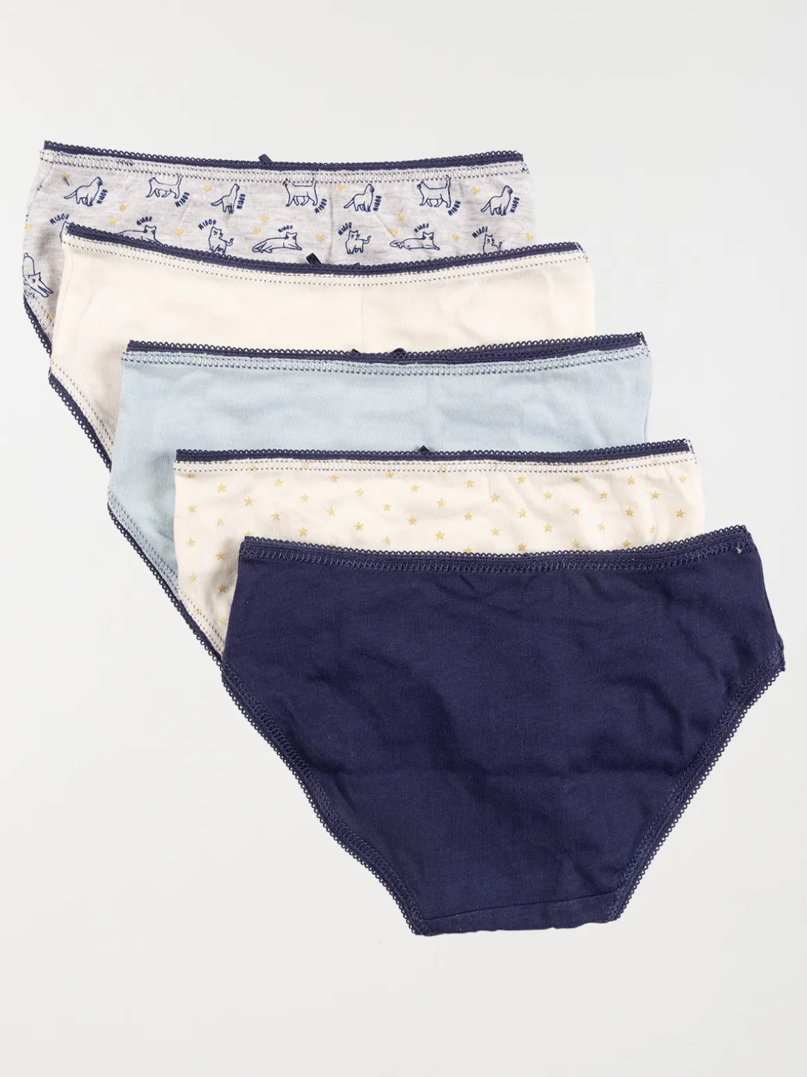 Lot de 5 slips chat fille