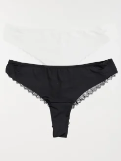 Lot de 2 tangas noir blanc femme (S-XL)