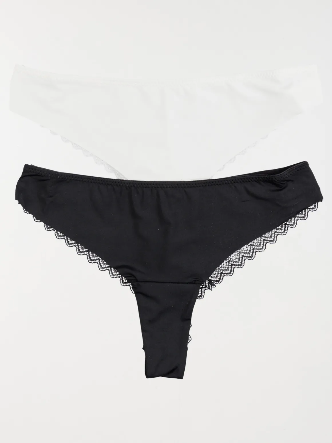 Lot de 2 tangas noir blanc femme (S-XL)